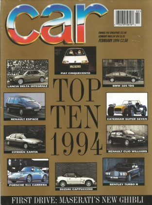 CAR MAGAZINE 1994 FEB - BEST NEW CARS, M-B C36 v BMW M3 v AUDI S2